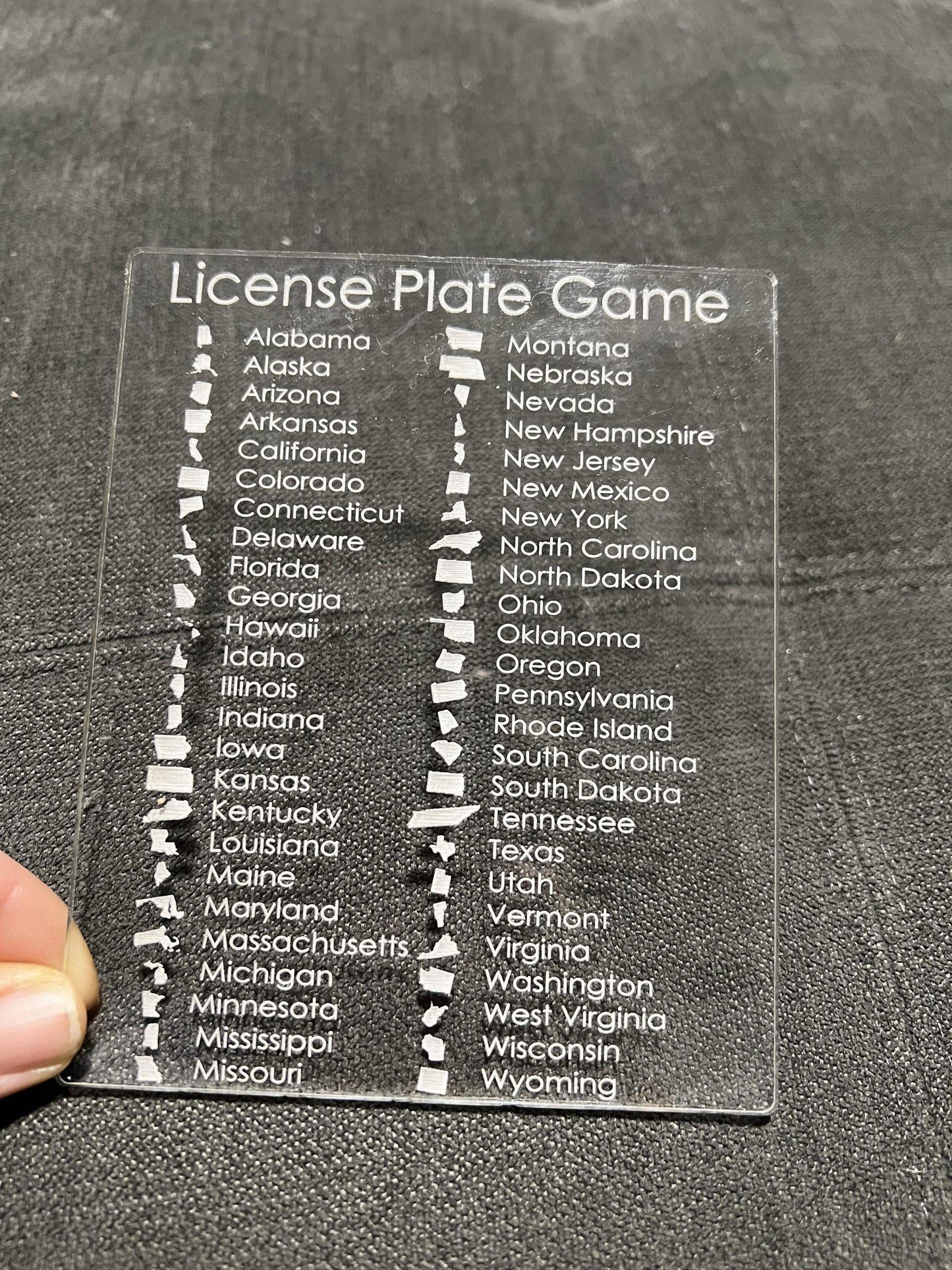 Acrylic License Plate Game - Dry Erase