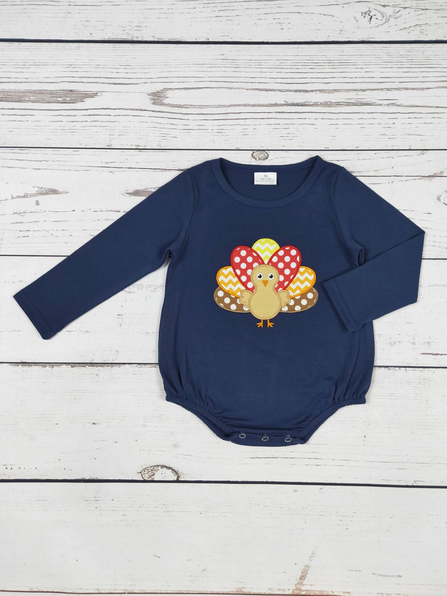 Navy Turkey Long Sleeve Boys Bubble