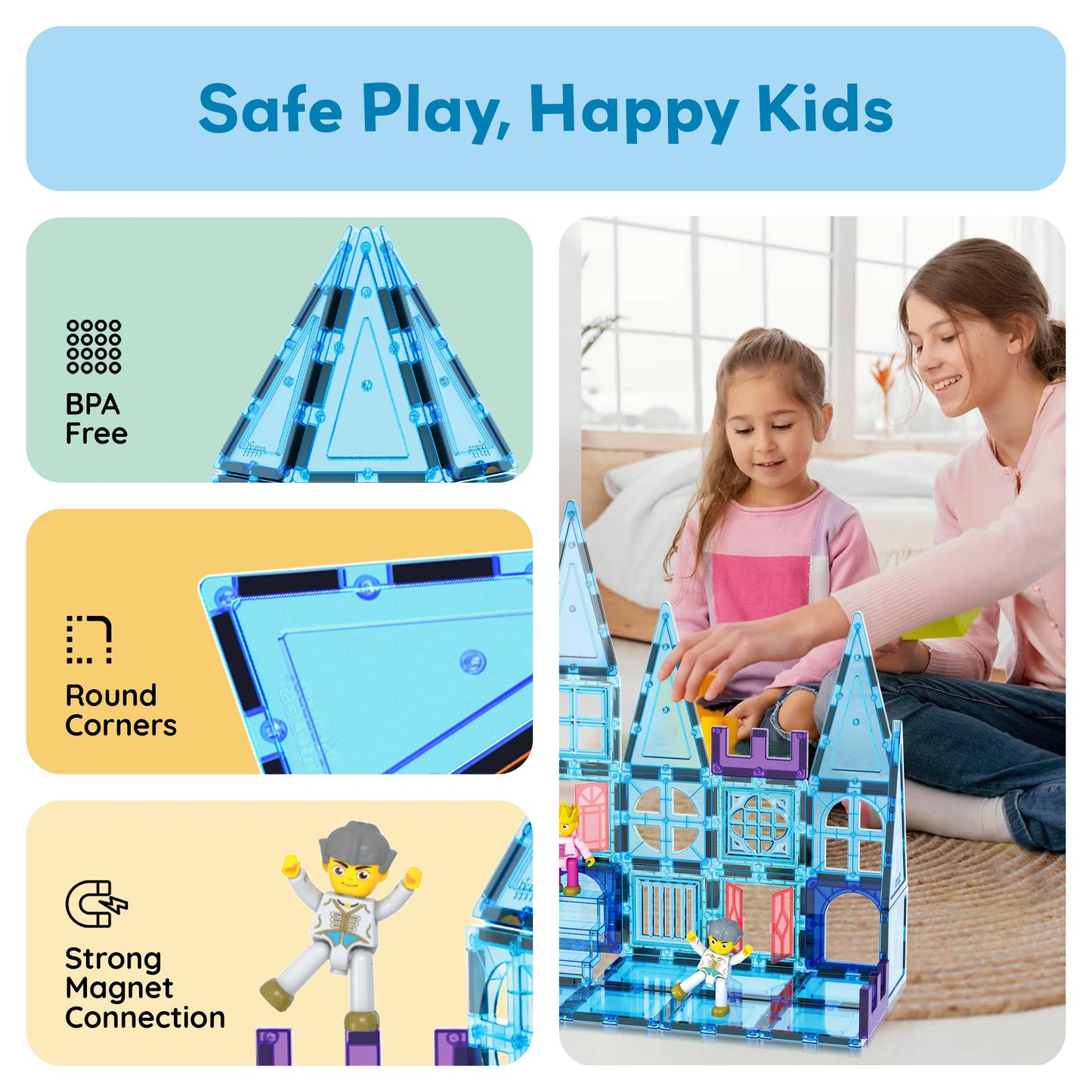 PicassoTiles - PicassoTiles 72pc Ice Castle Magnetic Tile Building Set