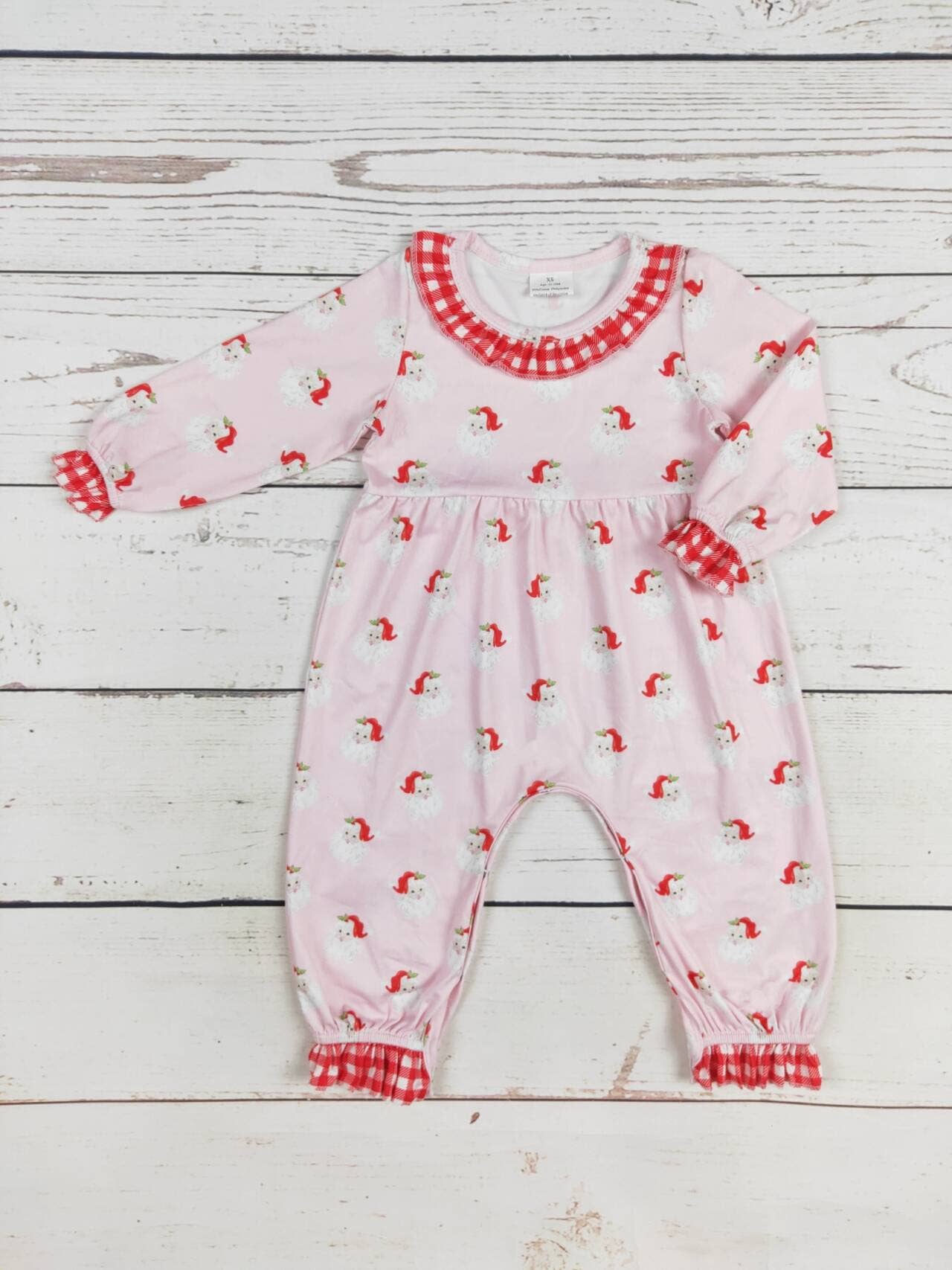 Santa Print Pink Romper