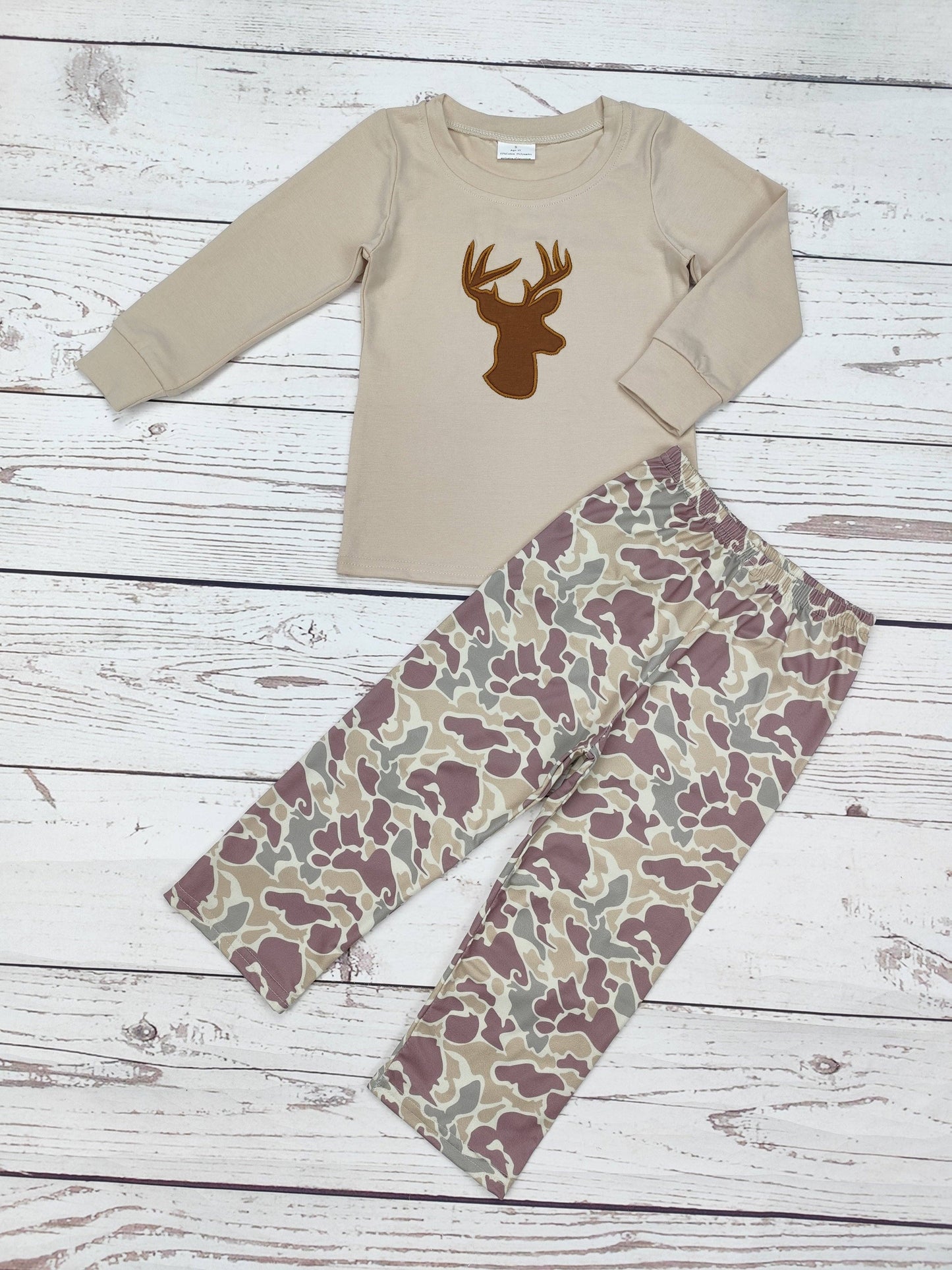 Old School Deer Applique Pant Set