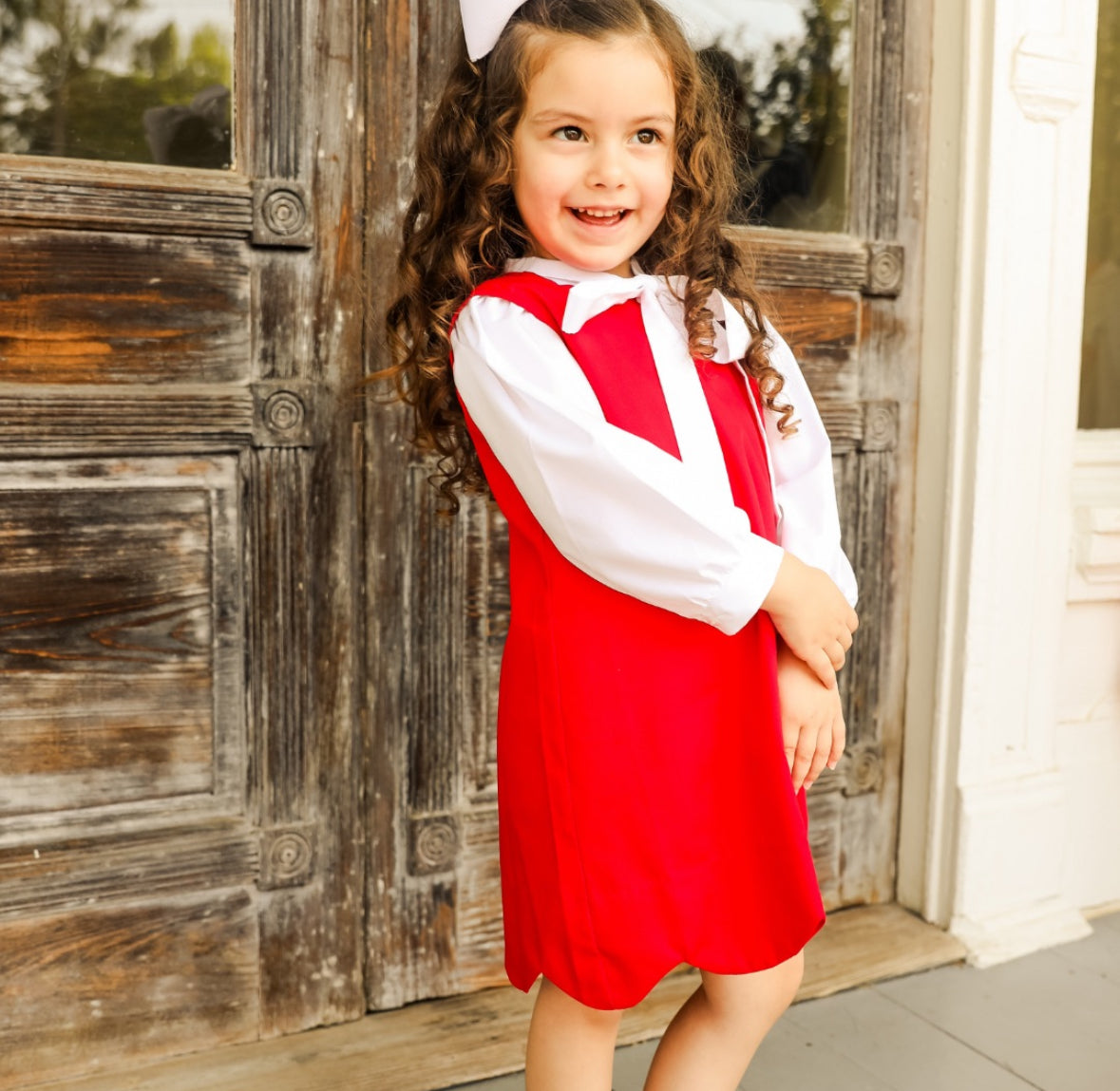 Red Christmas Dress w/ White Shirt