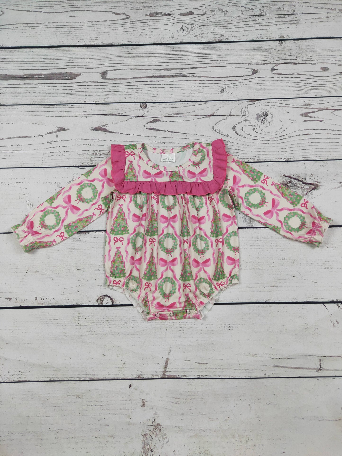 Pink LS Girls Christmas Bubble