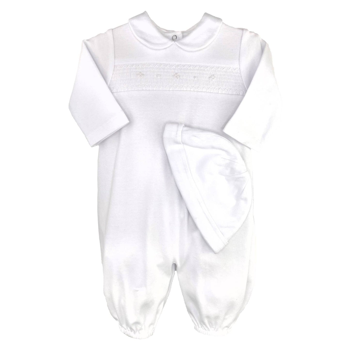 Smocked Knit Convertible Gown w/ Hat