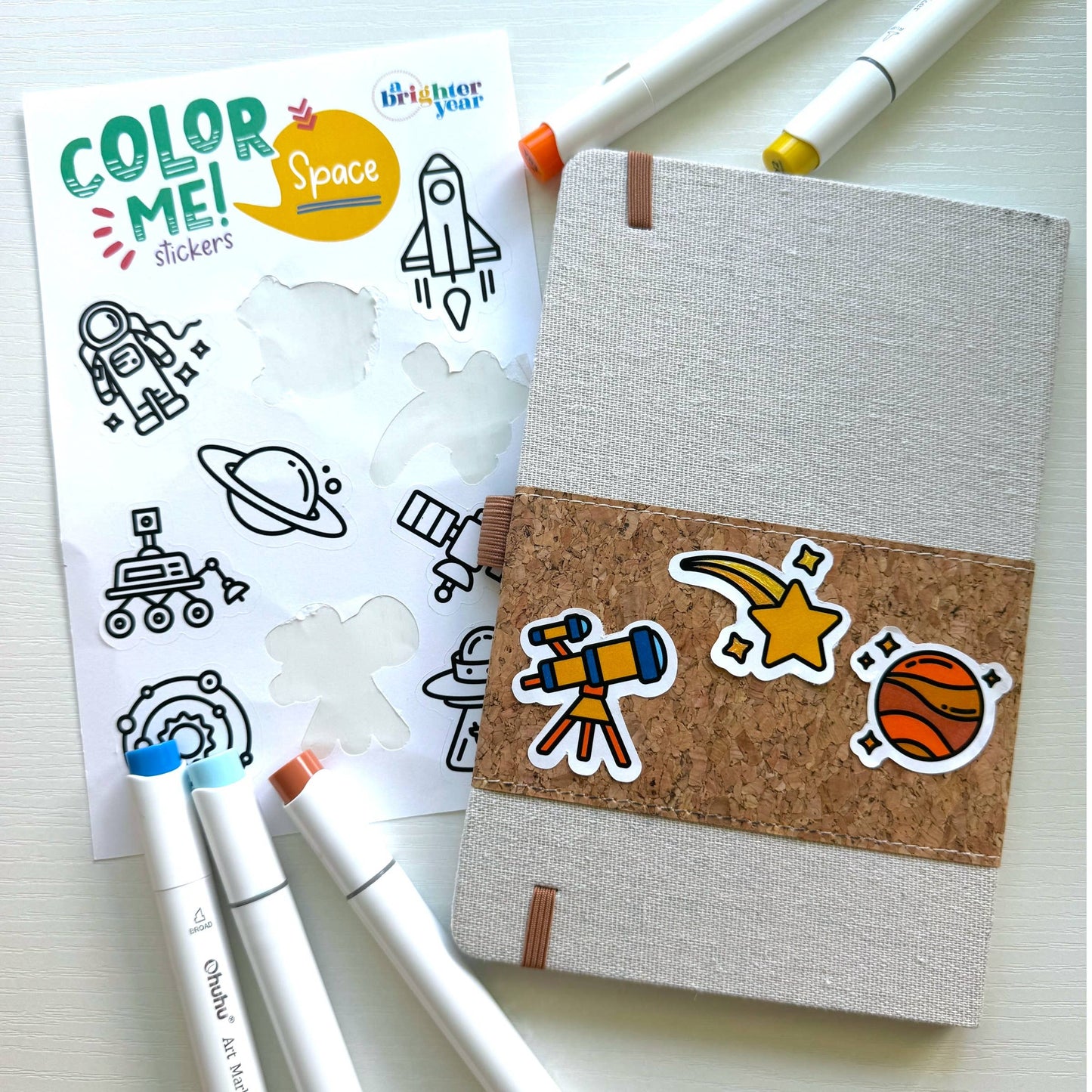 A Brighter Year - Color Your Own Space High Quality Sticker for Kids & Baby