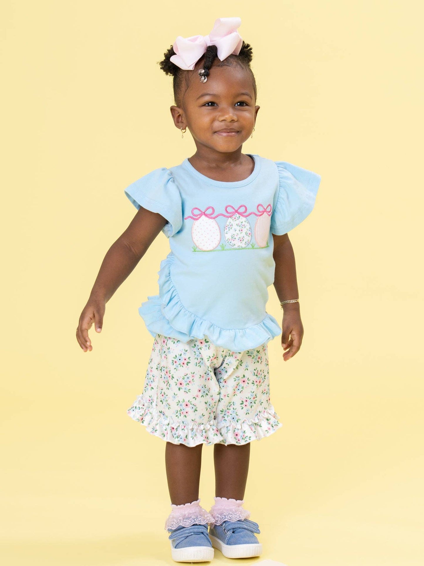 Ribbons & Eggs Garden Embroidered Ruffle Short Set