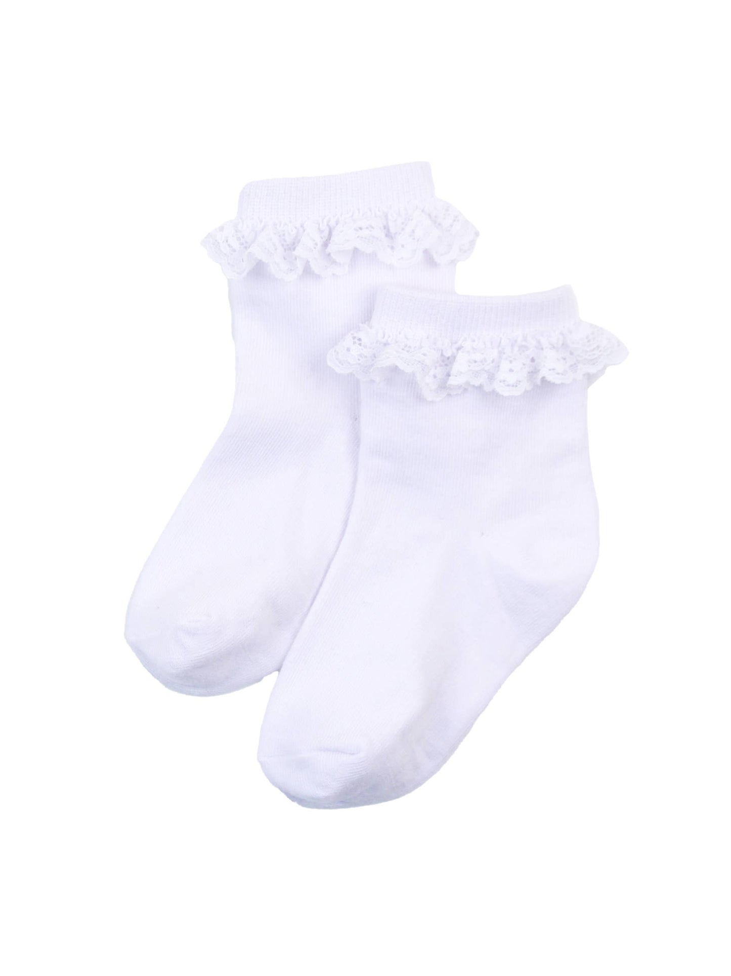White Lace Ruffle Frilly Ankle Socks (3-Pack)