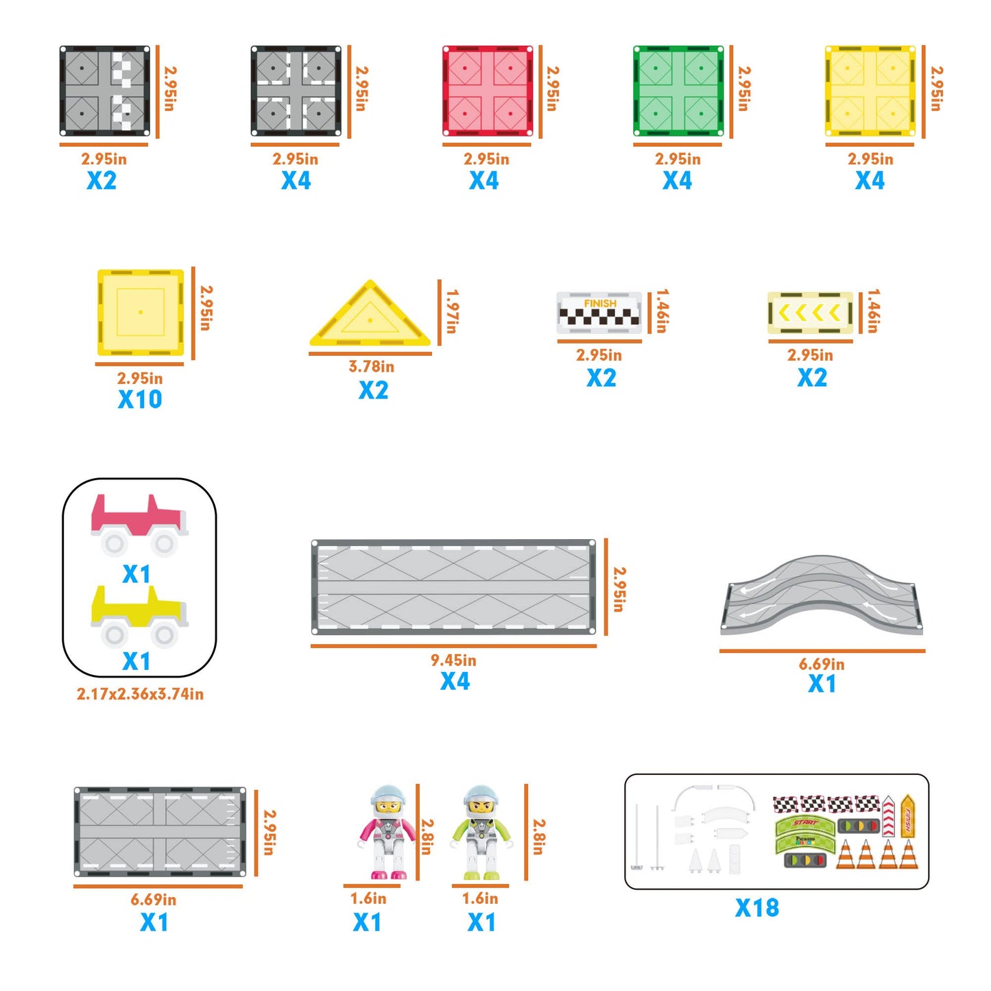 PicassoTiles - PicassoTiles Race Car Track Slider Racing Building Set