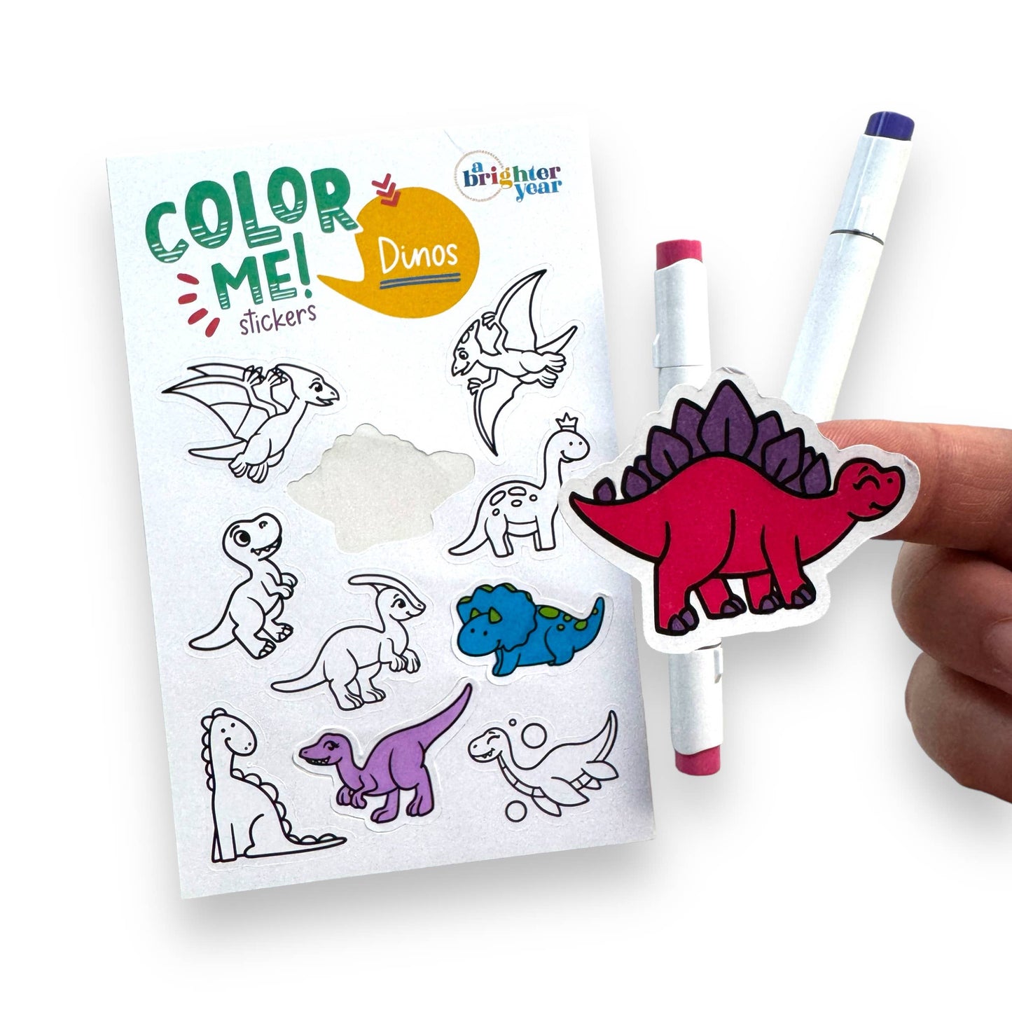 A Brighter Year - Color Your Own Dino High-quality Sticker for Kids & Baby