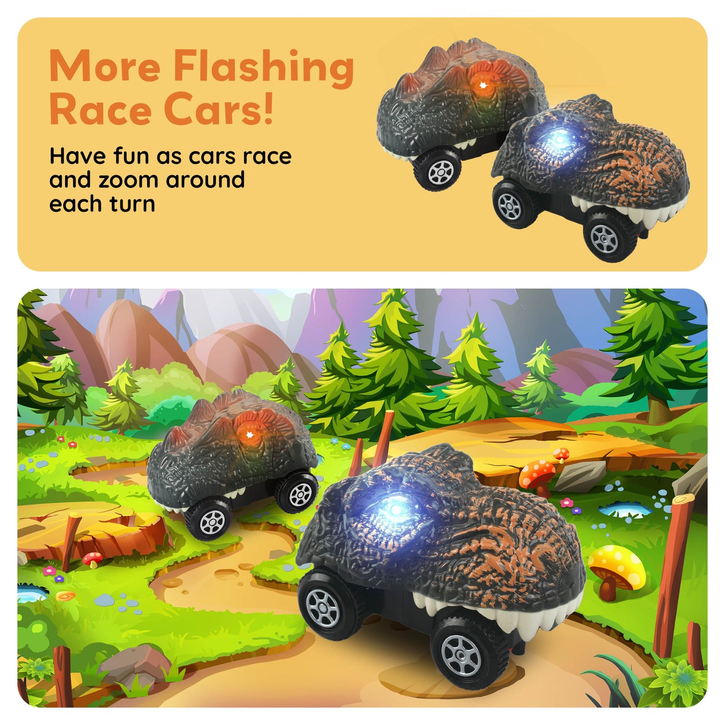 PicassoTiles - PicassoTiles Dinosaur Cars for Kids Race Track