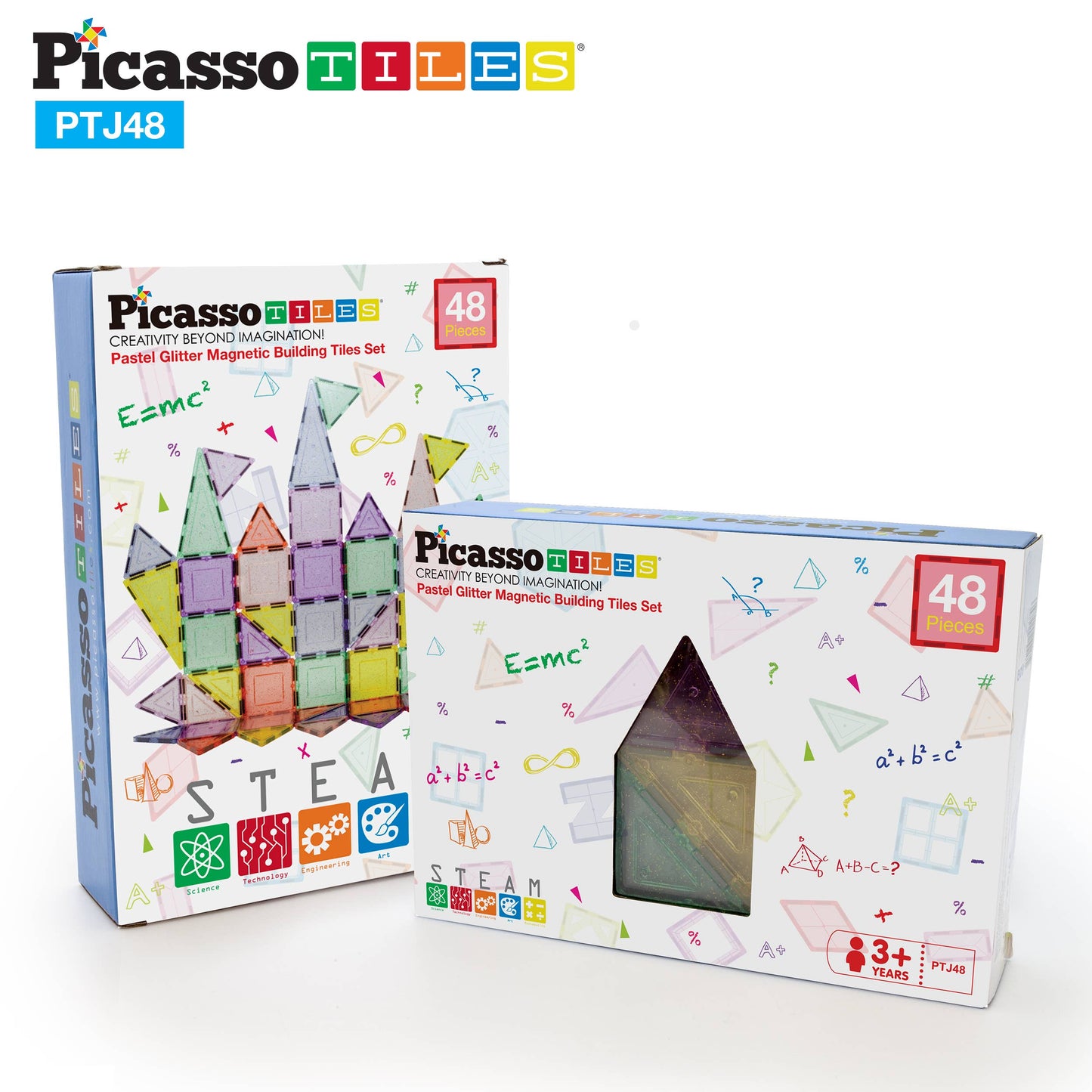 PicassoTiles - PicassoTiles 48pc Glitter Magnetic Tile Building Set