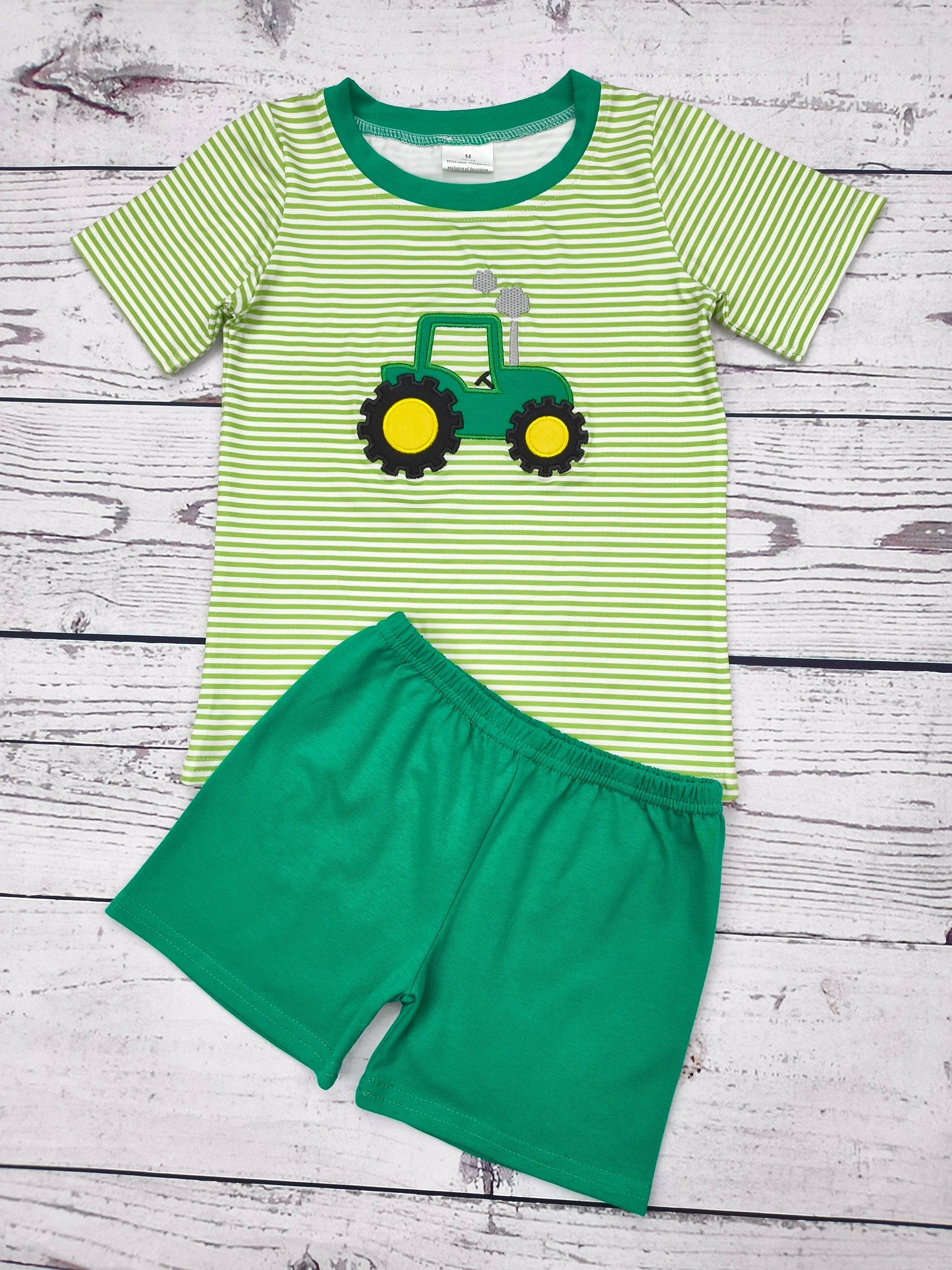 Boys Tractor Applique Short Set