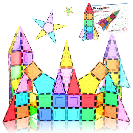 PicassoTiles - PicassoTiles 32pc Rocket Magnetic Tile Building Set