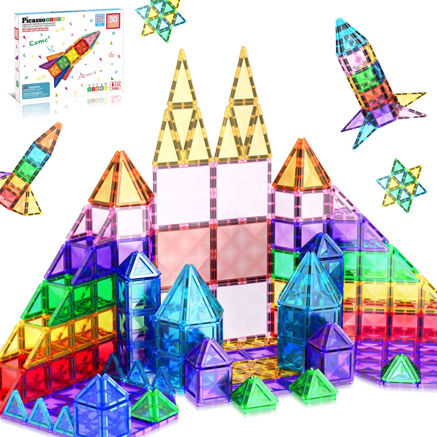 PicassoTiles - PicassoTiles 30pc Travel Size Magnetic Tile Building Set