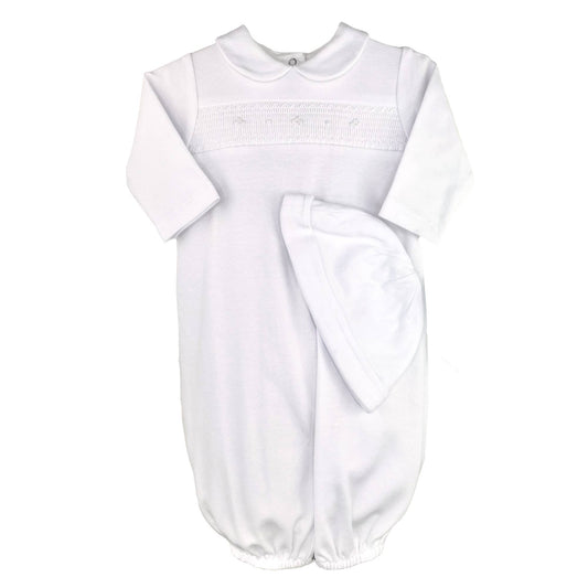 Smocked Knit Convertible Gown w/ Hat