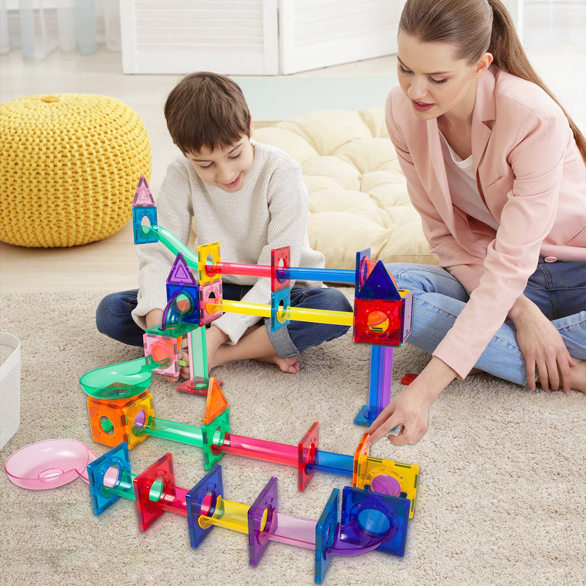 PicassoTiles - PicassoTiles 71pc Marble Run Building Blocks