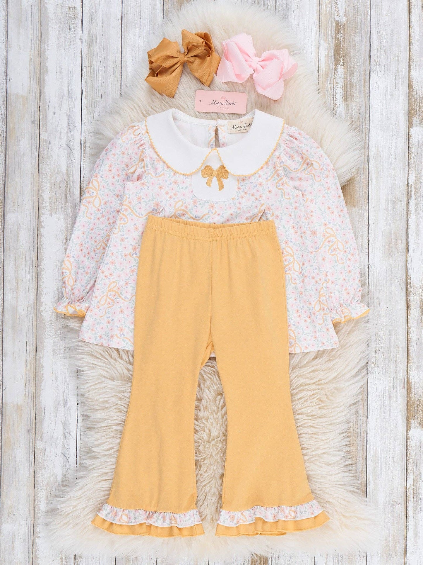 Meadow Bow Florals Collar Pant Set