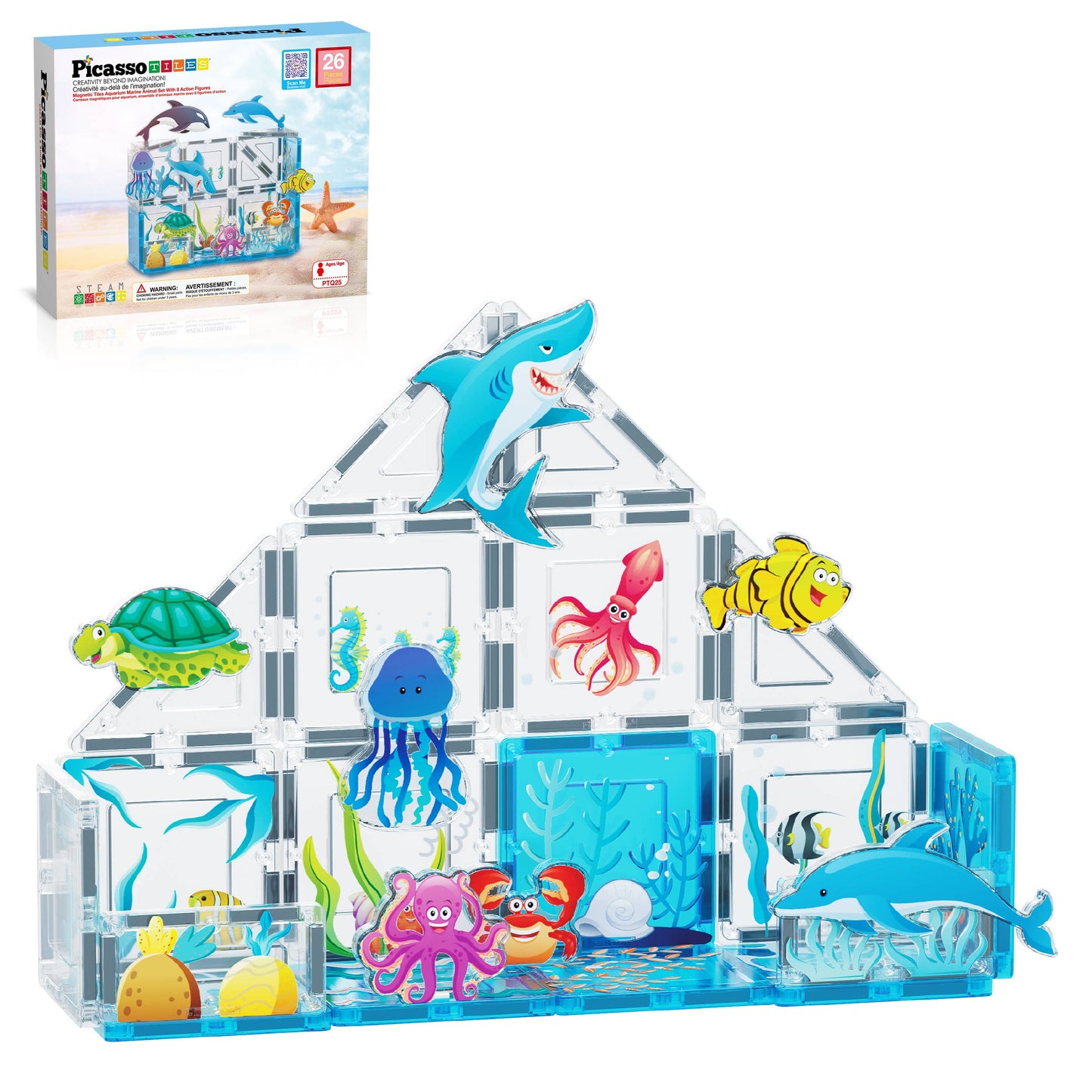 PicassoTiles - PicassoTiles 26 Piece Marine World Magnetic Building Set
