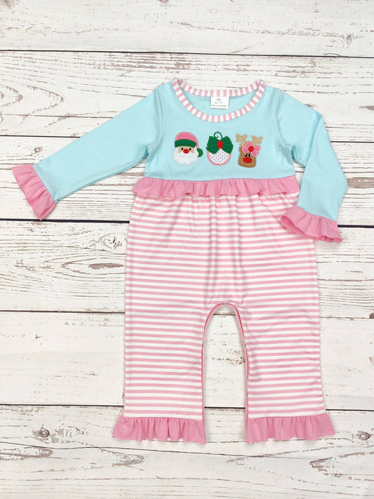 Santa/Reindeer Appliqué Girls Romper