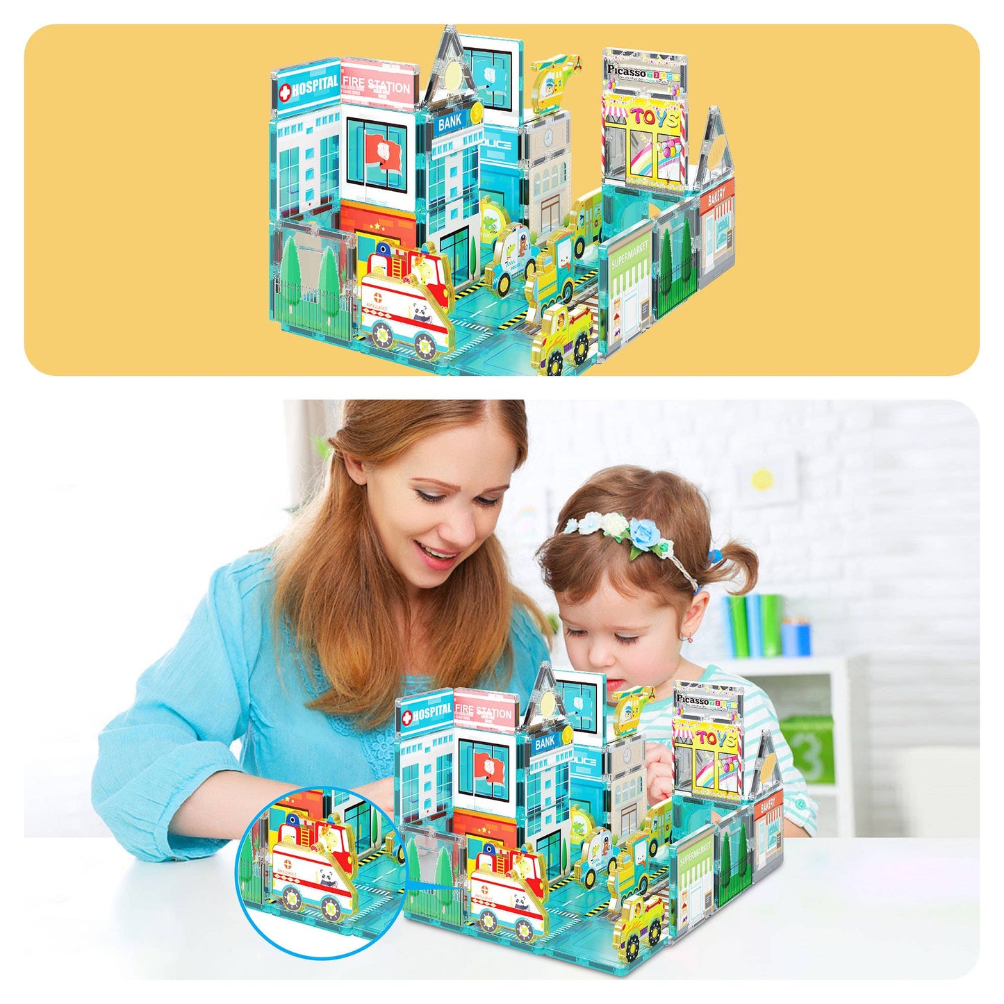 PicassoTiles - PicassoTiles 8pc Metro City Magnetic Action Figures
