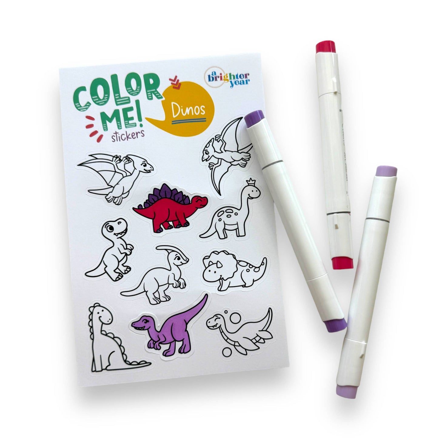 A Brighter Year - Color Your Own Dino High-quality Sticker for Kids & Baby