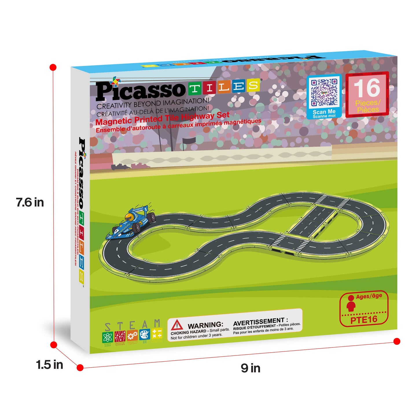 PicassoTiles - PicassoTiles Magnetic Car Track Set - Speedway Themed Set