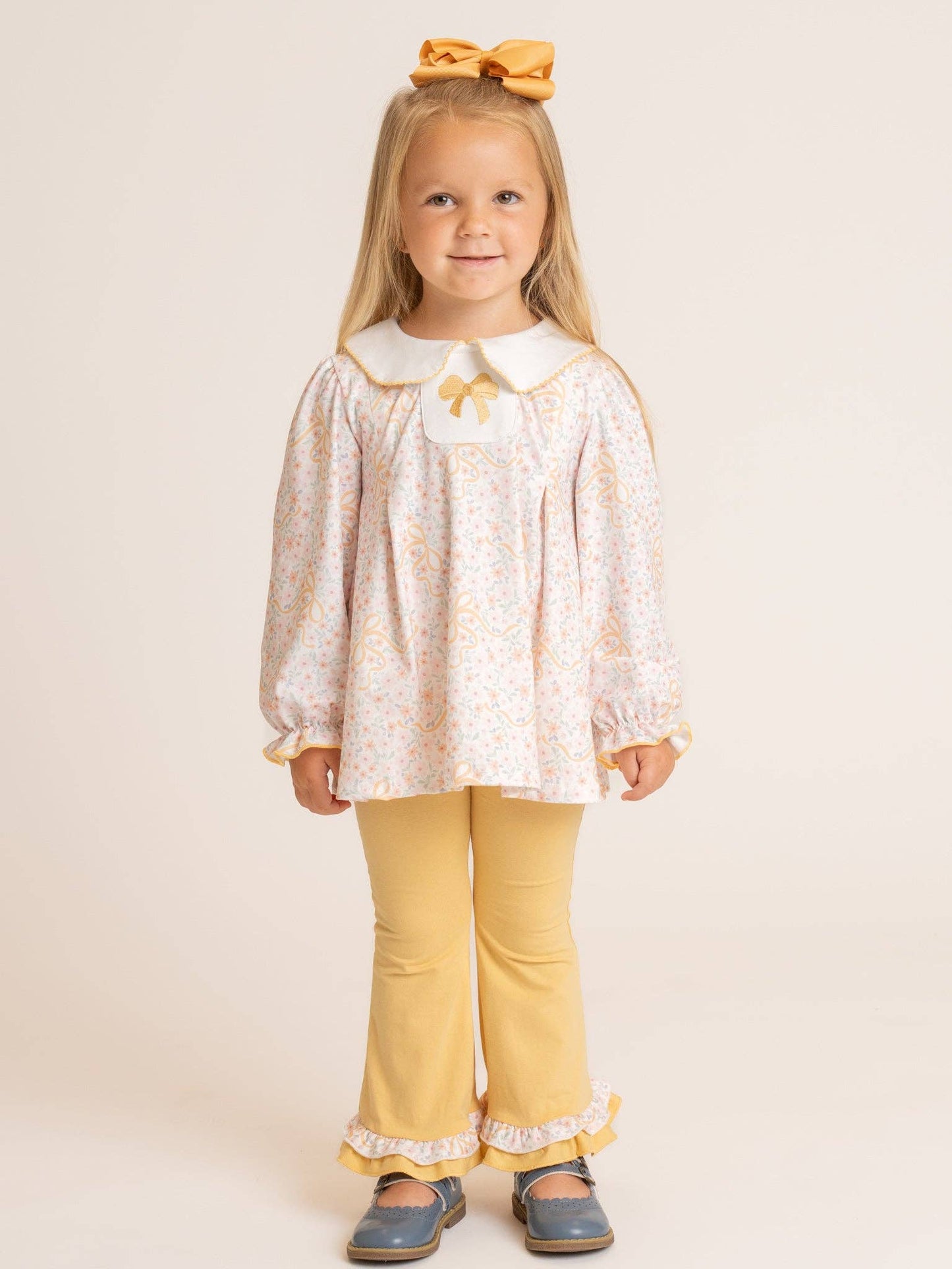 Meadow Bow Florals Collar Pant Set