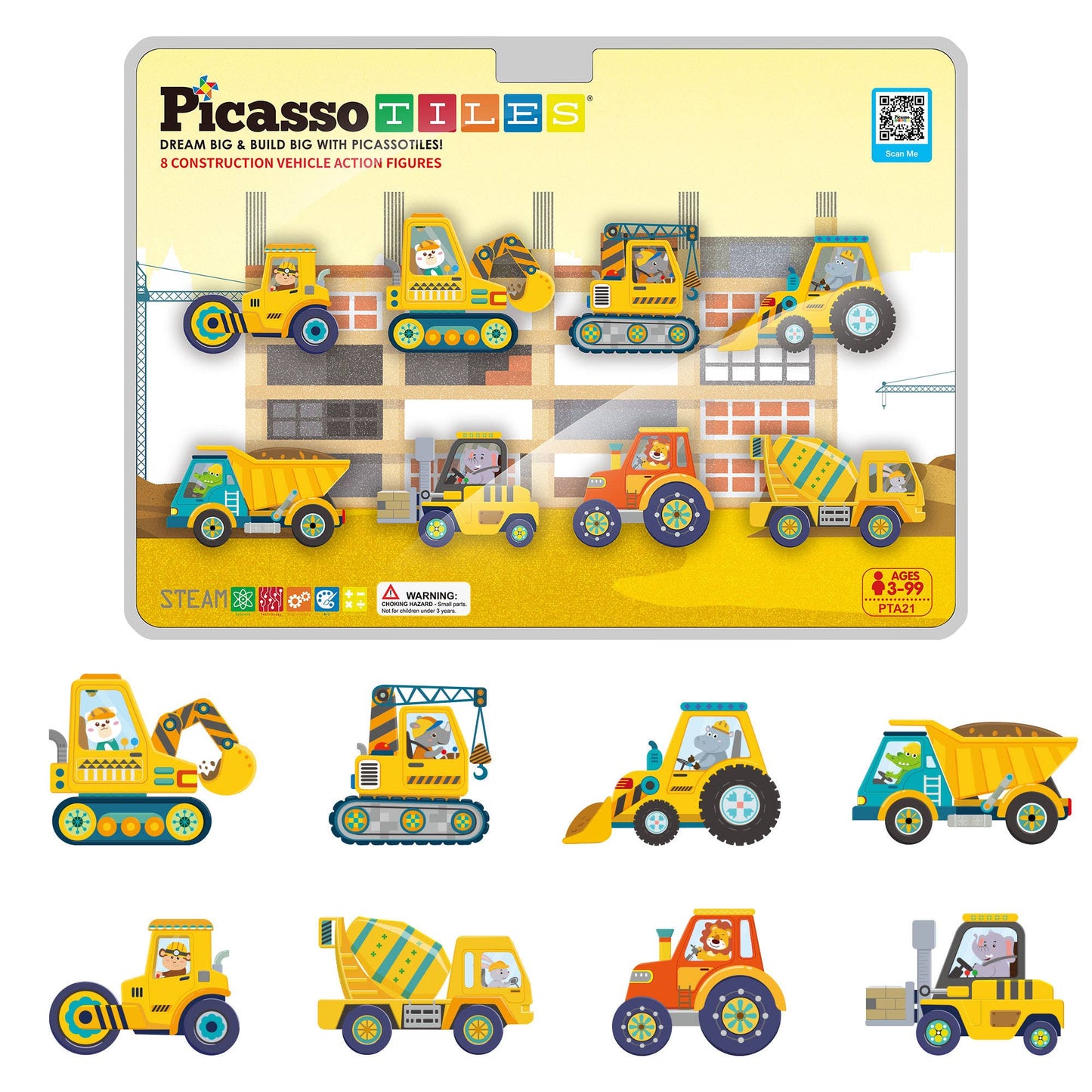 PicassoTiles - PicassoTiles 8pc Construction Magnetic Action Figures