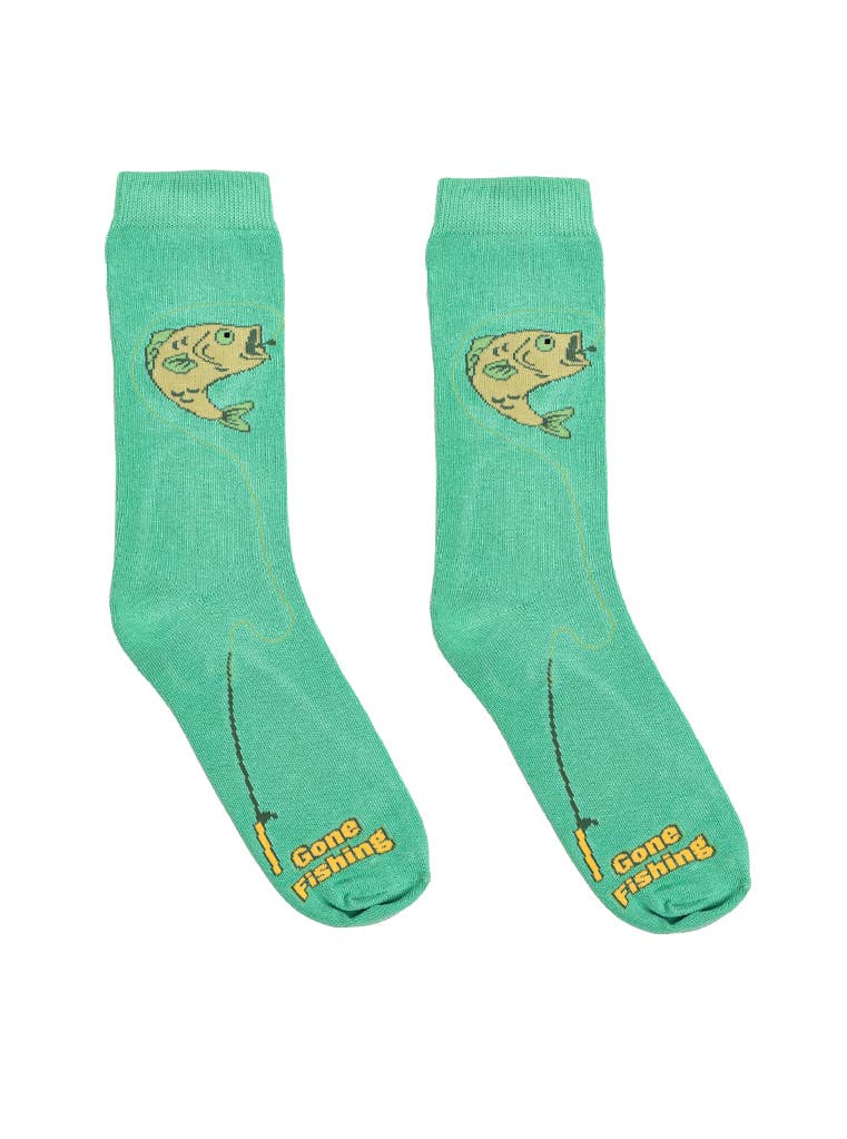 "Gone Fishing" - Green Socks