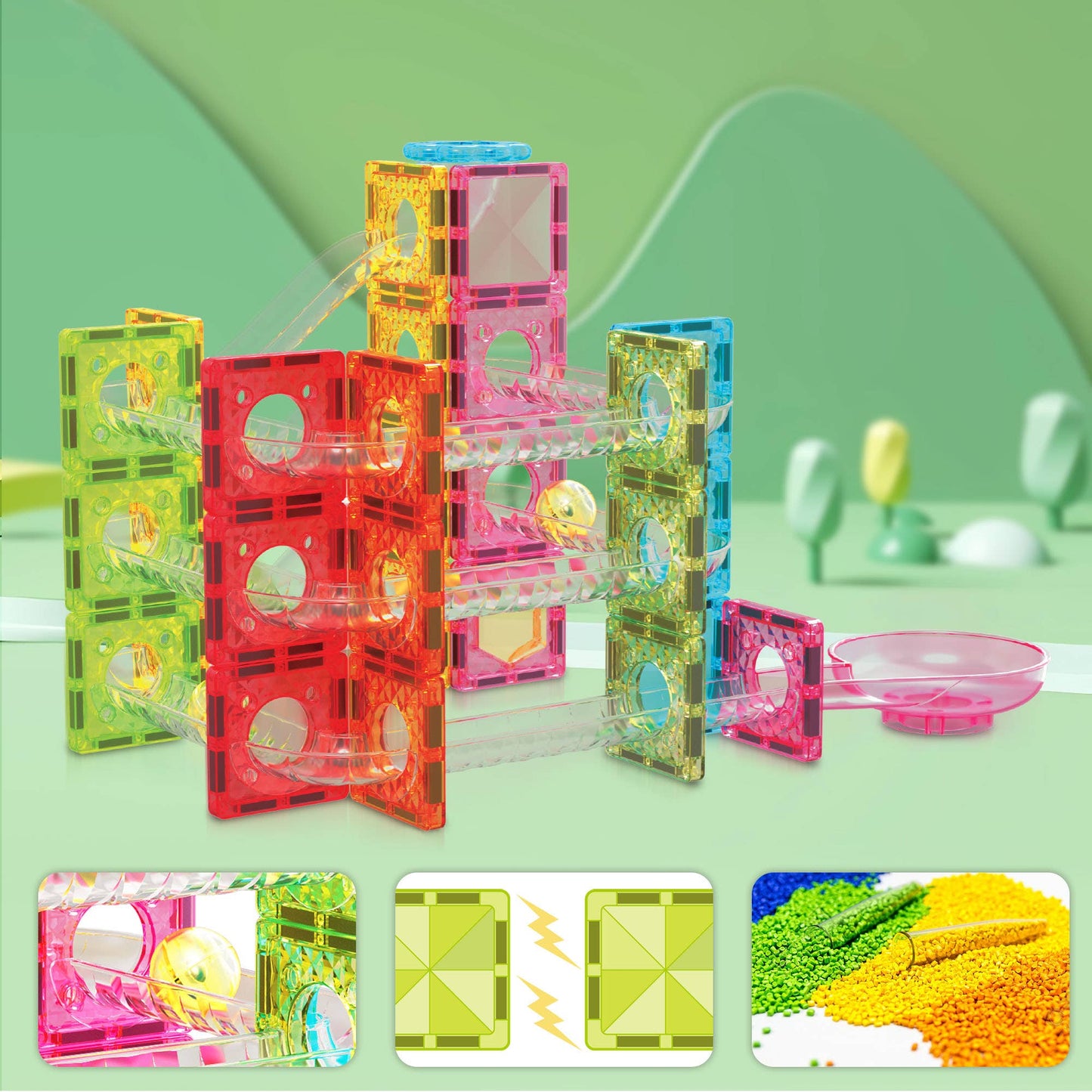 PicassoTiles - PicassoTiles 60pc Travel Size Marble Run Building Set