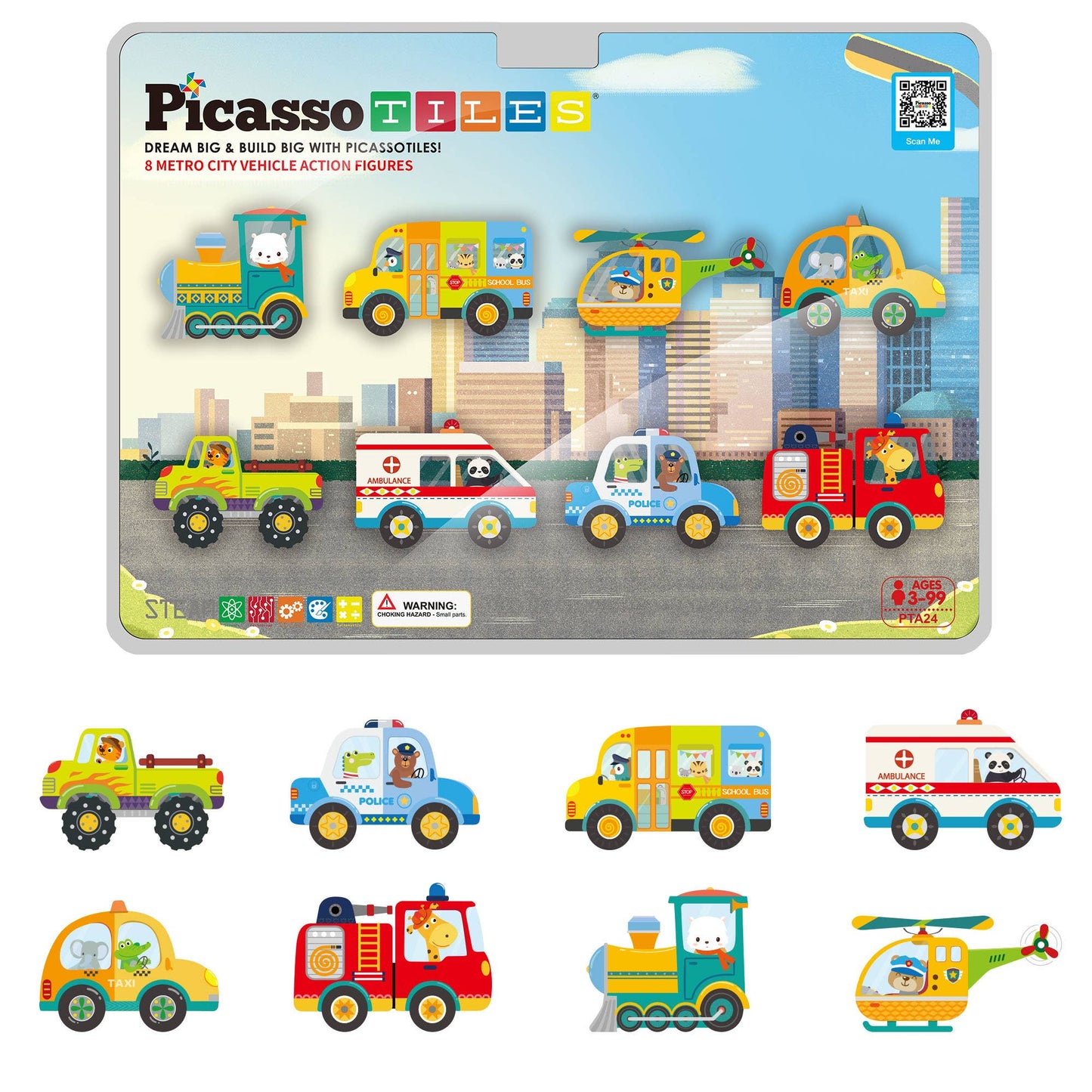 PicassoTiles - PicassoTiles 8pc Metro City Magnetic Action Figures