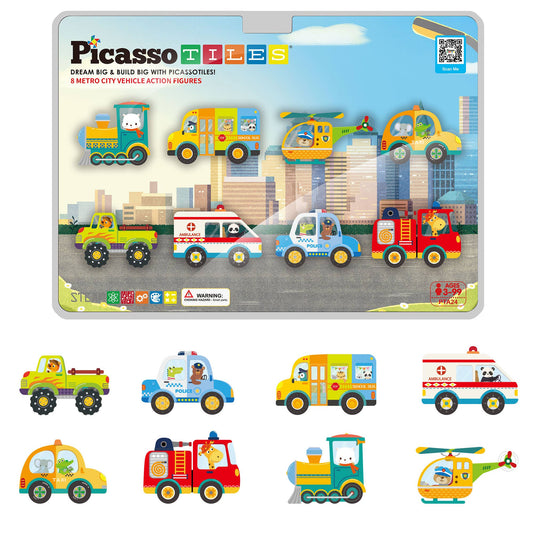 PicassoTiles - PicassoTiles 8pc Metro City Magnetic Action Figures