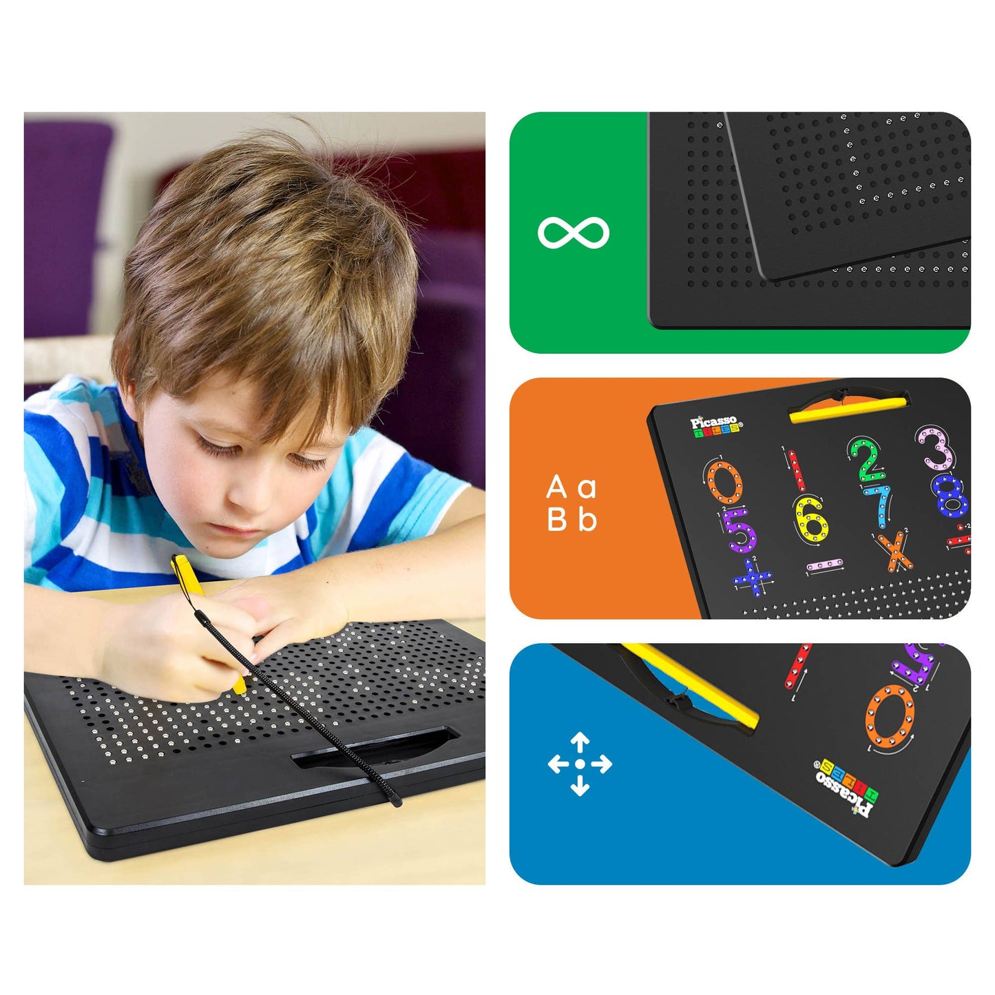 PicassoTiles - PicassoTiles Double-Sided Magnetic Drawing Tablet Pad