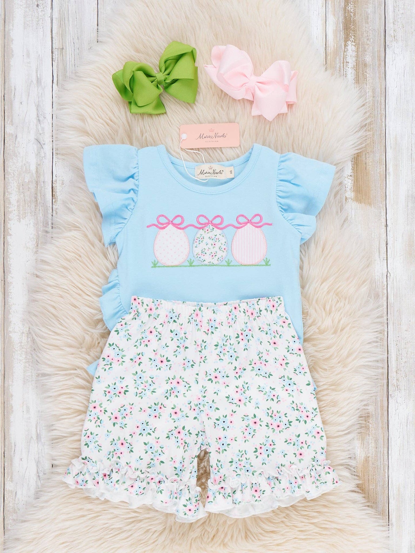 Ribbons & Eggs Garden Embroidered Ruffle Short Set