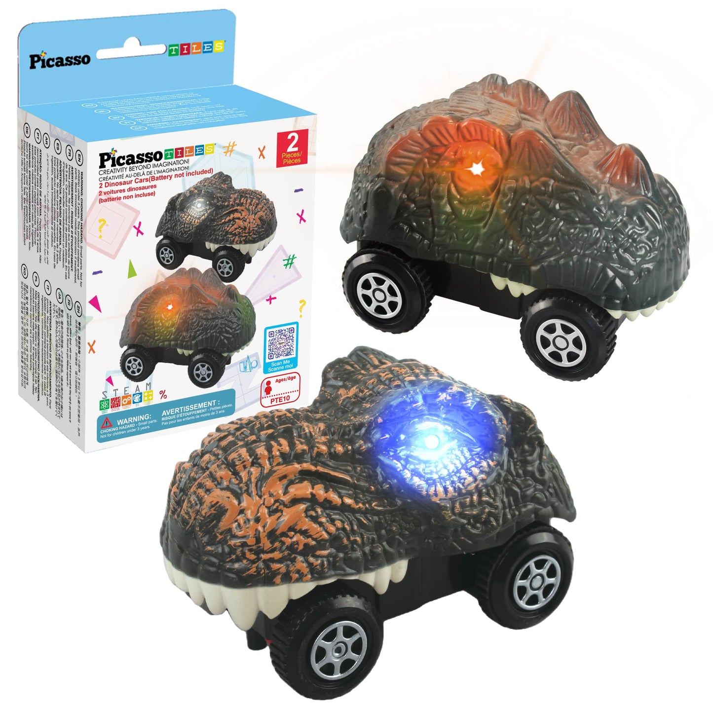 PicassoTiles - PicassoTiles Dinosaur Cars for Kids Race Track