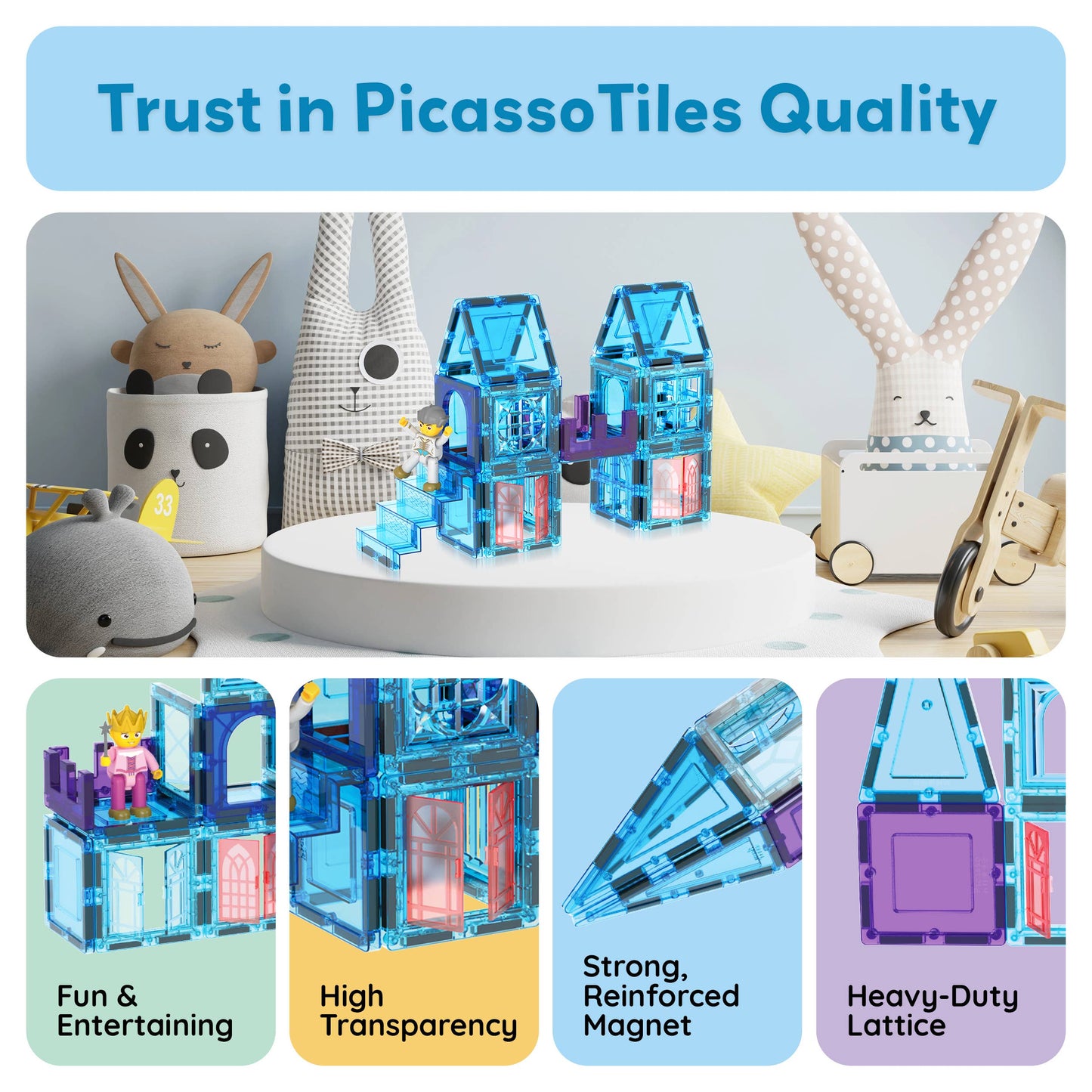 PicassoTiles - PicassoTiles 72pc Ice Castle Magnetic Tile Building Set
