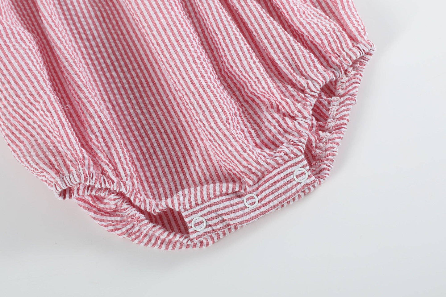 Seersucker Strawberry Smocked Bubble