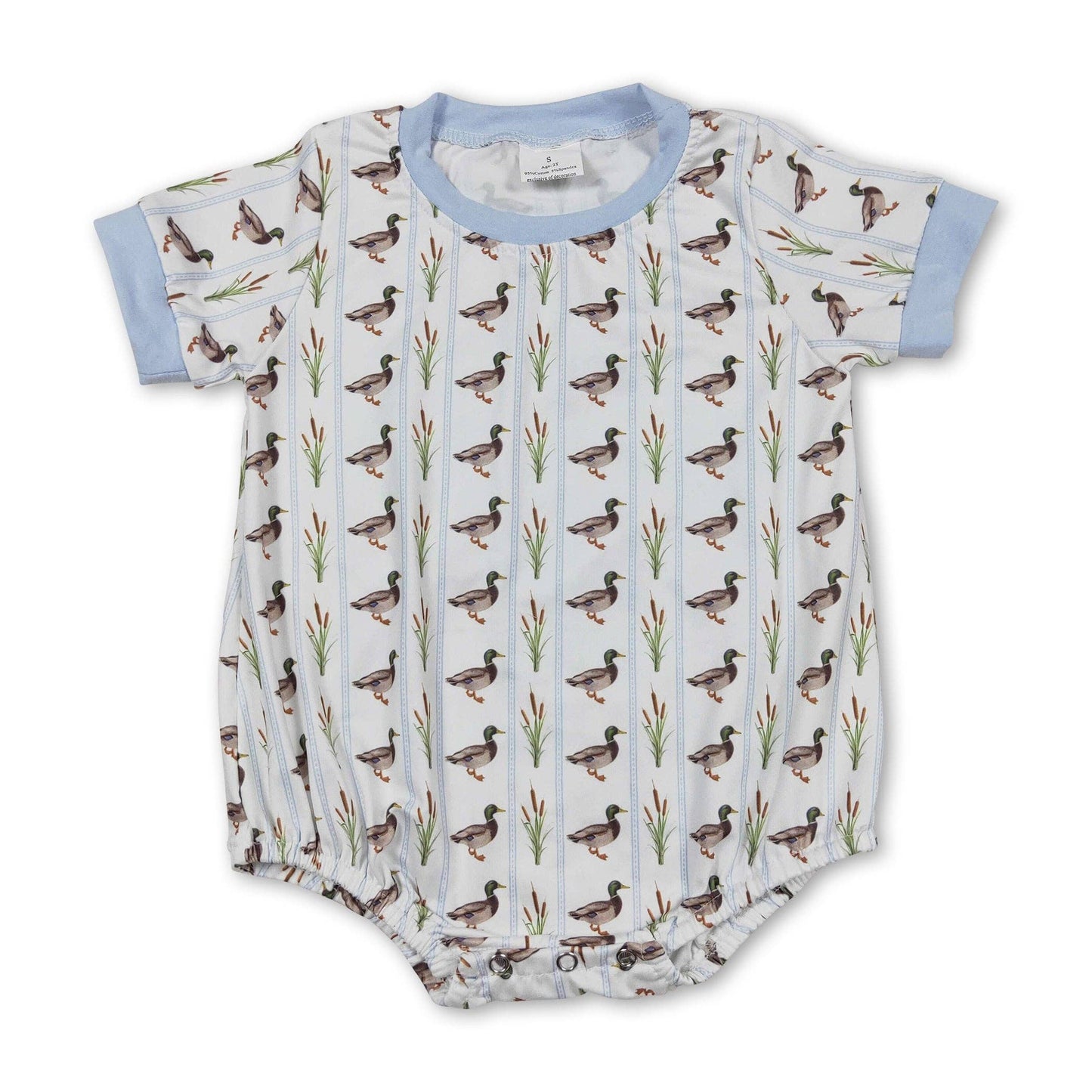 Mallard Light Blue Pinstripe Short sleeve Bubble (Boy)