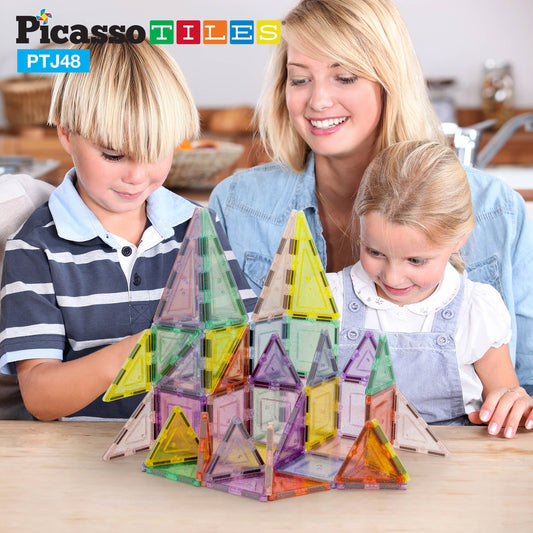 PicassoTiles - PicassoTiles 48pc Glitter Magnetic Tile Building Set