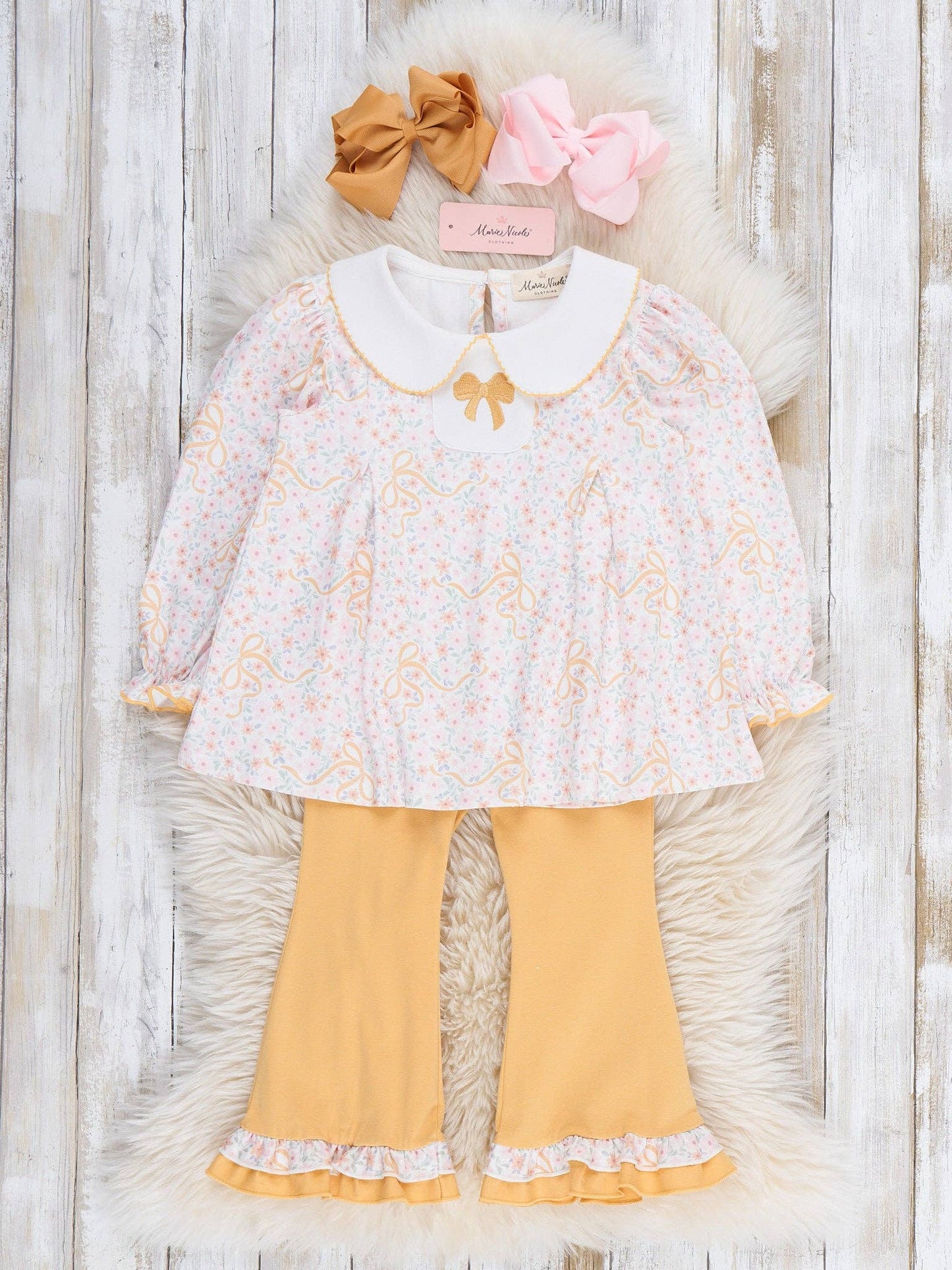 Meadow Bow Florals Collar Pant Set