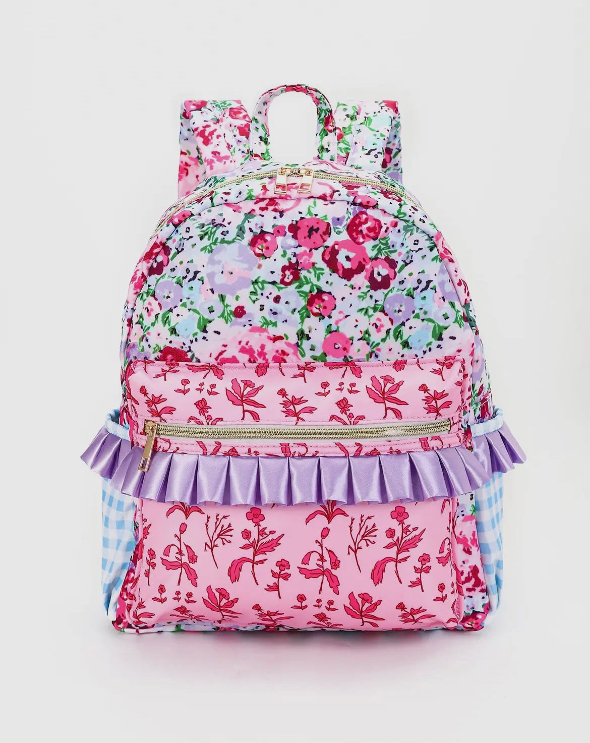 Floral Back pack w/ purple ruffle