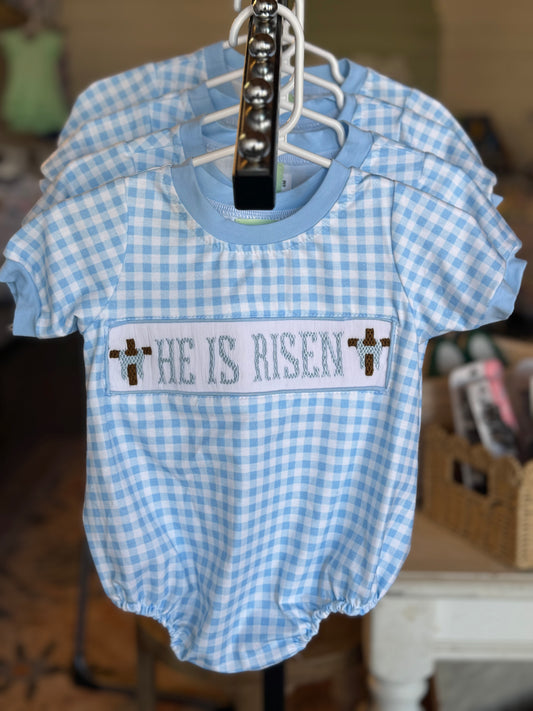 HE IS RISEN - Smocked Bubble (Boy)