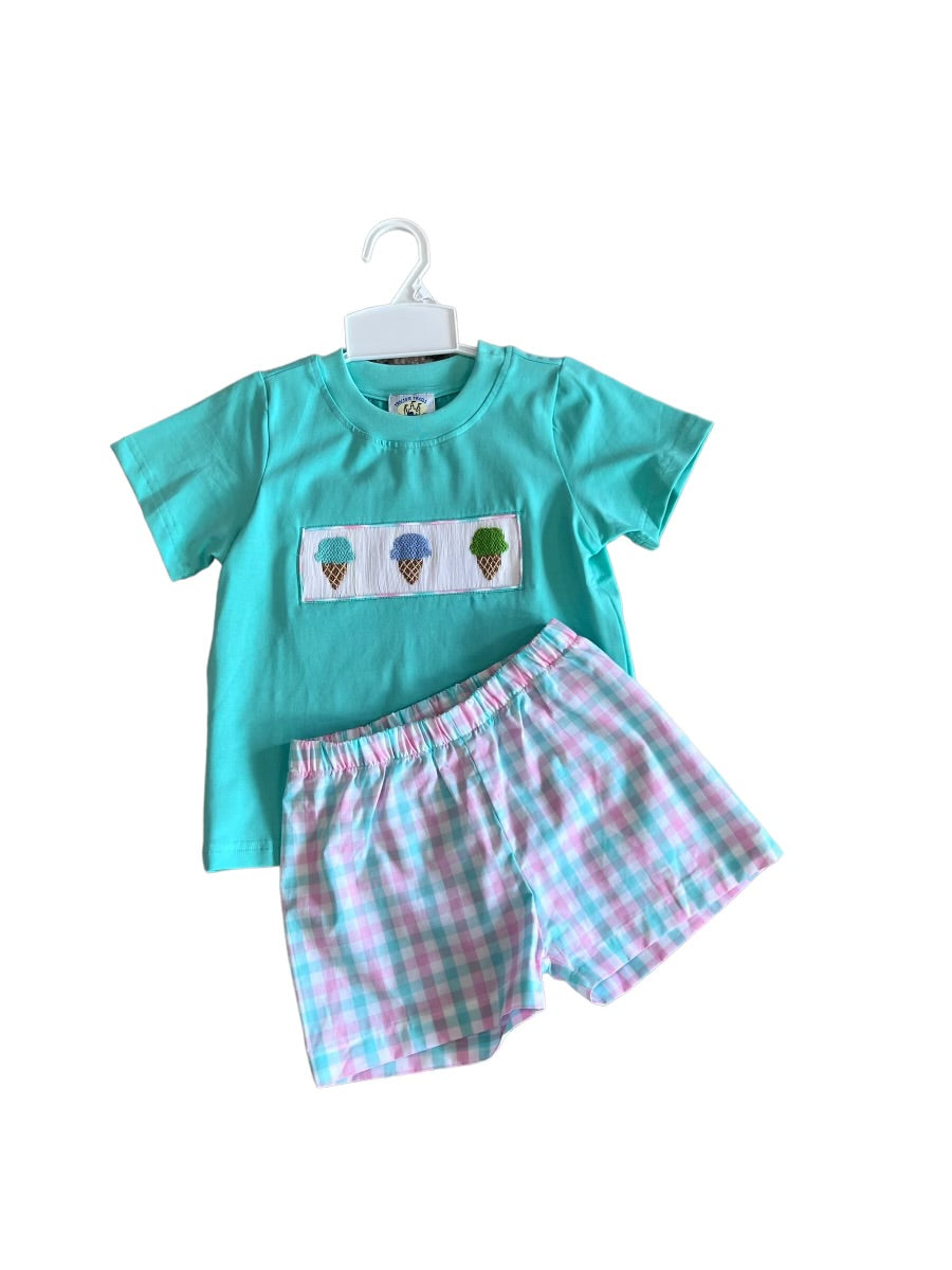 Ice Cream Smocked Boys Short Set