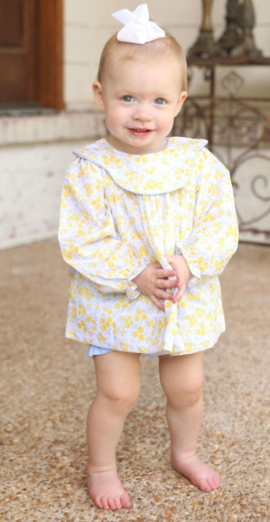 Itty Bitty Yellow&Light Blue Floral Bloomer Set