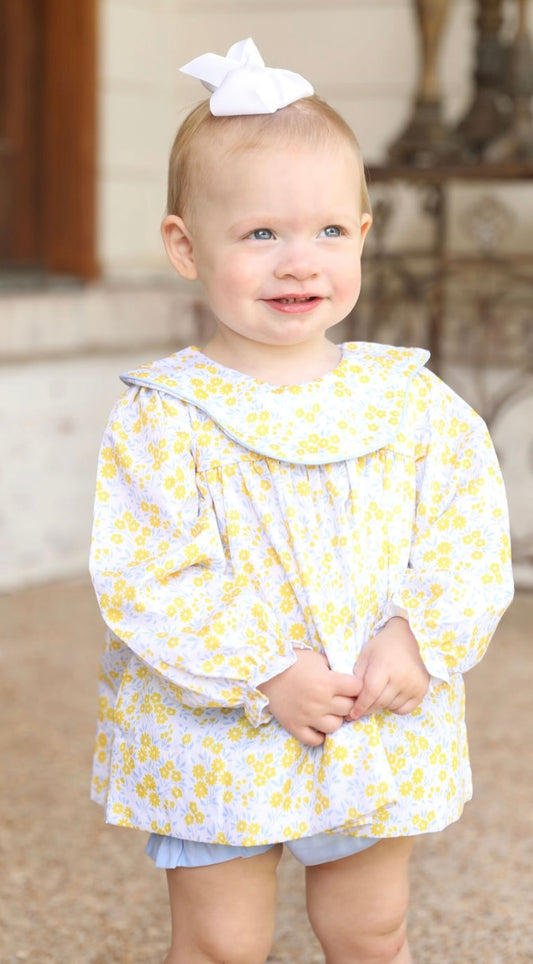 Itty Bitty Yellow&Light Blue Floral Bloomer Set