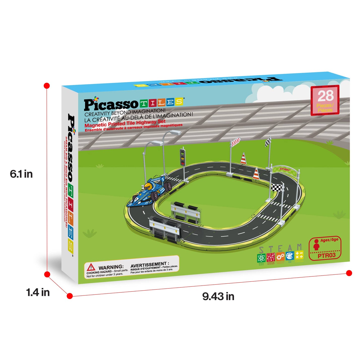 PicassoTiles - PicassoTiles 28pc Printed Street Sign Traffic Kit