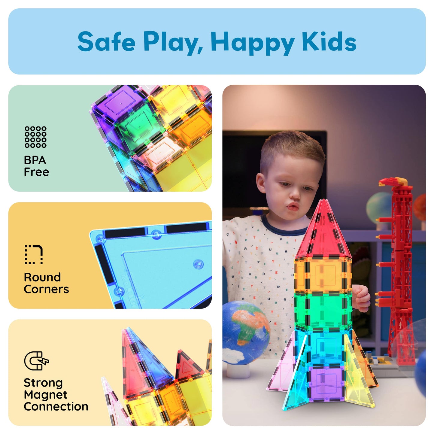 PicassoTiles - PicassoTiles 32pc Rocket Magnetic Tile Building Set