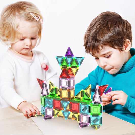 PicassoTiles - 50pc Nano Magnetic Building Tiles Construction Travel Set