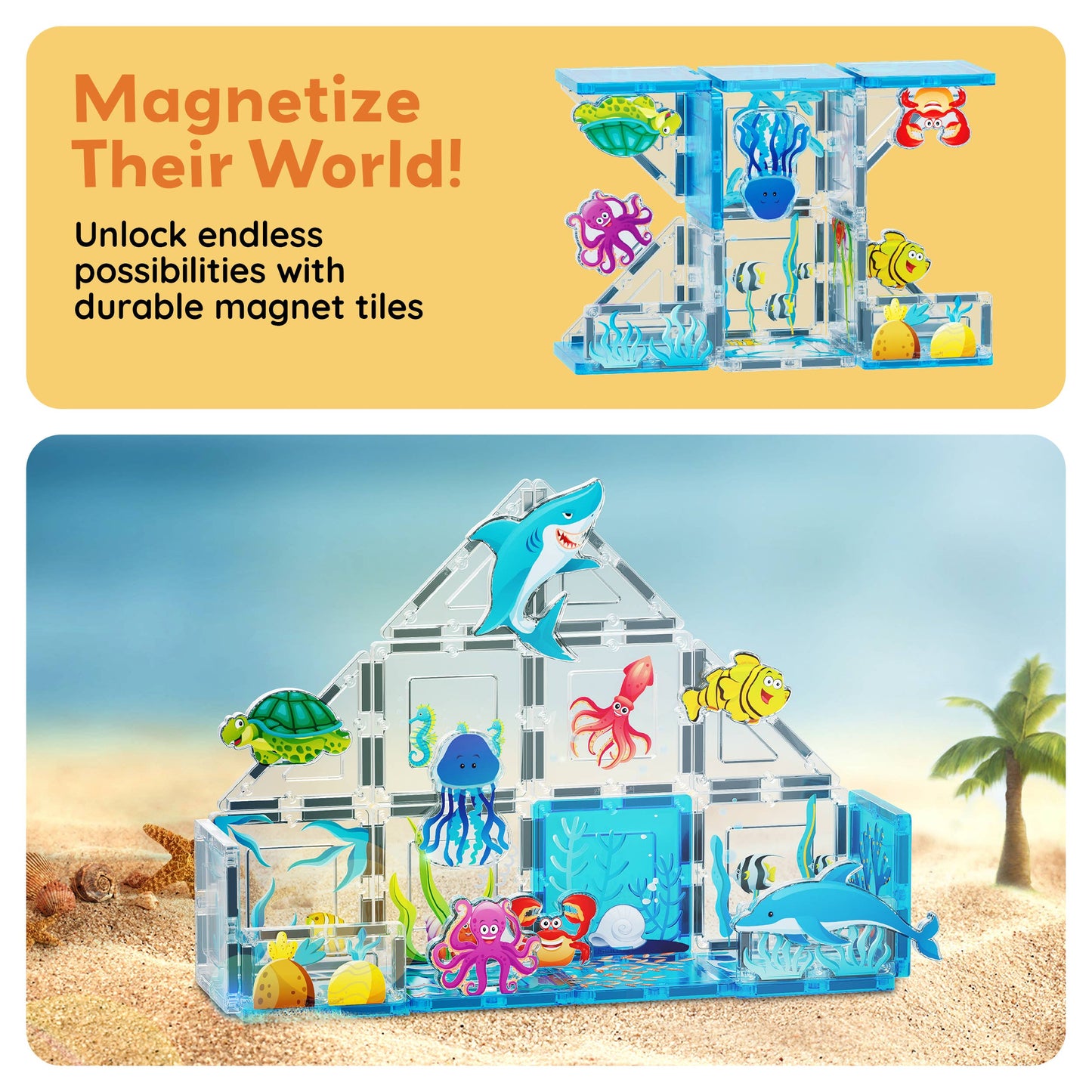 PicassoTiles - PicassoTiles 26 Piece Marine World Magnetic Building Set