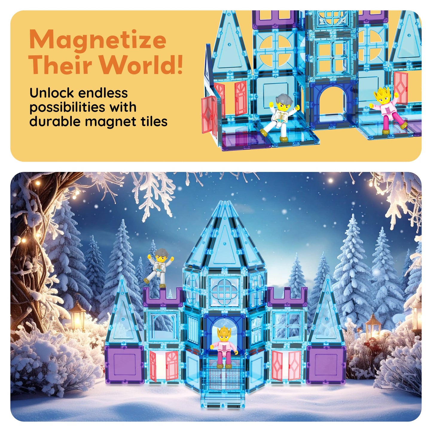 PicassoTiles - PicassoTiles 72pc Ice Castle Magnetic Tile Building Set